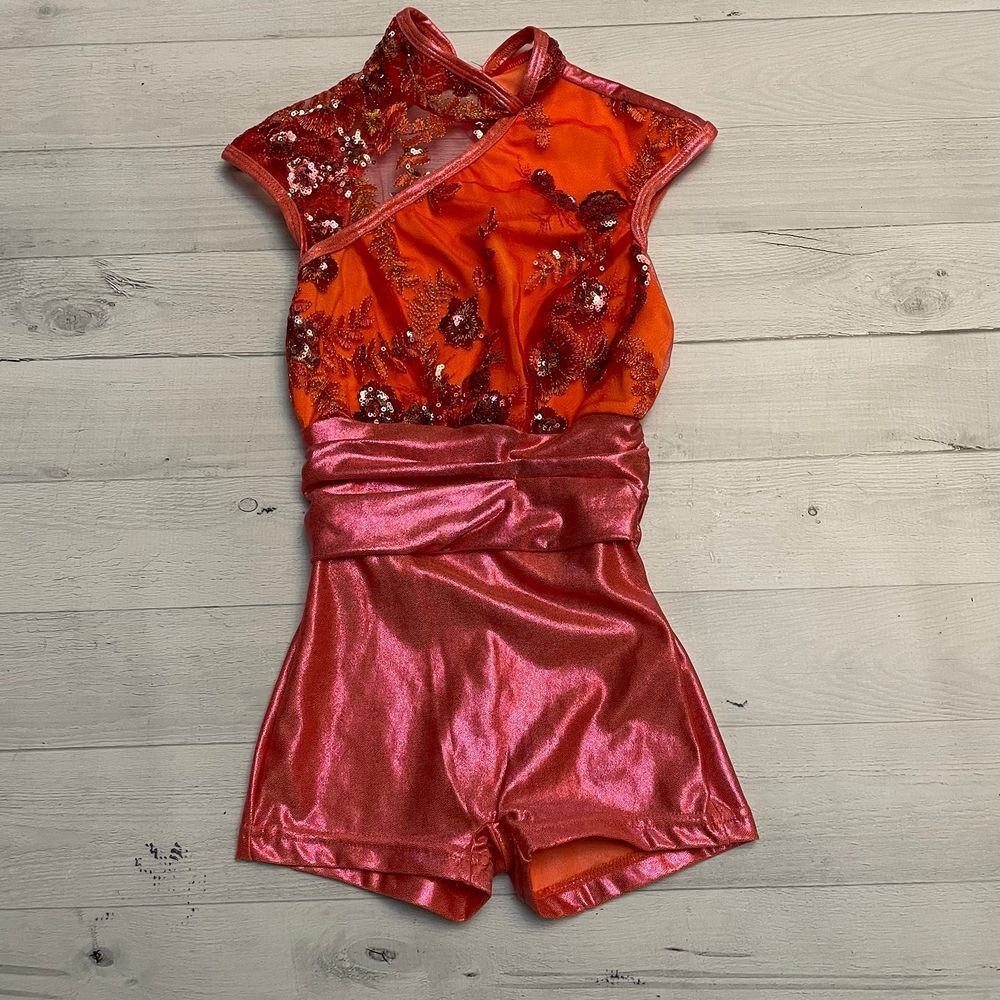 Curtain call pink orange dance costume‎ child small